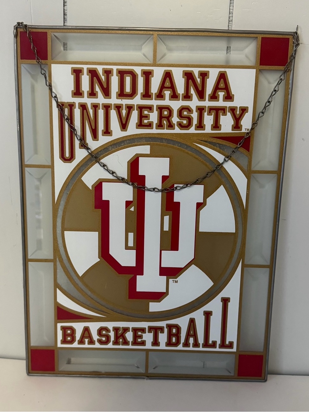 Indiana University Basketball Painted Stained Glass Wall Decor IU Hoosier Rare